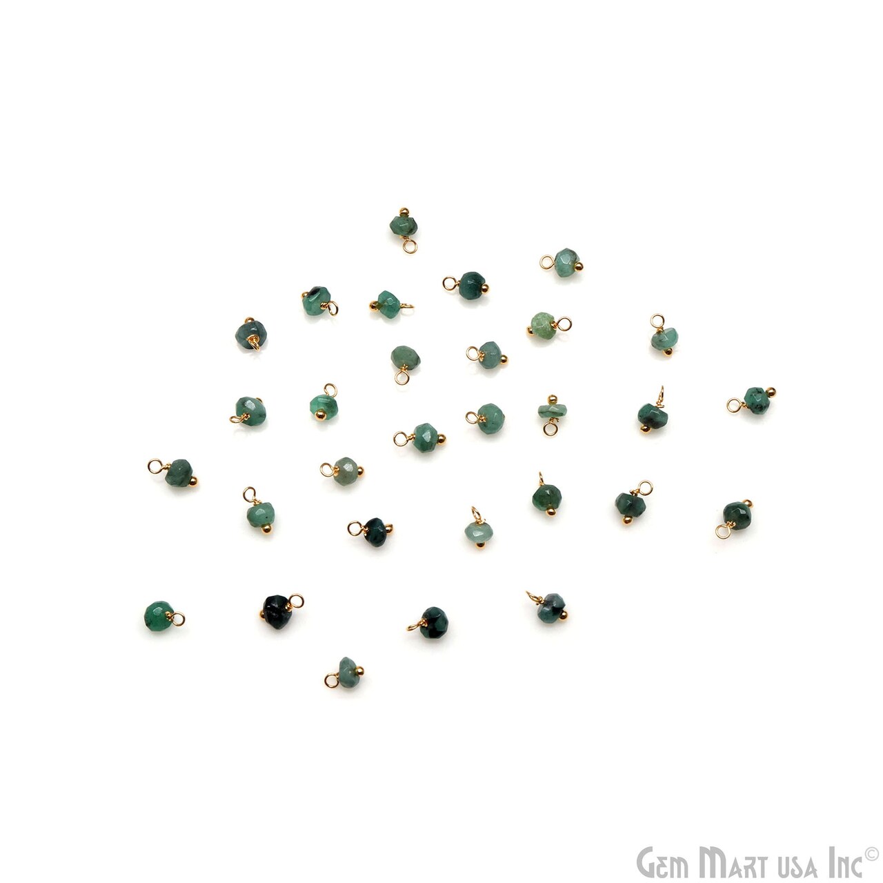 Raw Gemstone Charms, Round 6x4mm Natural Connector, Gold Plated Wire Wrapped, DIY Jewelry, 10pc Lot, GemMartUSA (50150)